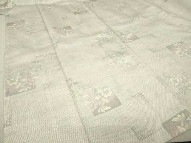 平和屋着物▽本場大島紬 白大島 単衣 9マルキ 色紙花文 正絹 逸品 DAAV5390az