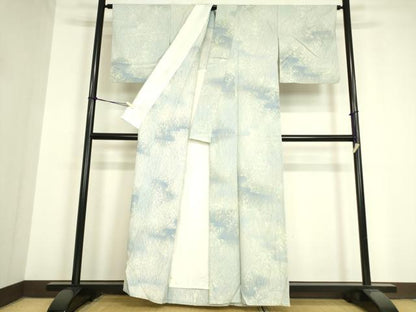 平和屋着物▽上質な小紋 単衣 草花文 正絹 逸品 DAAV5382az