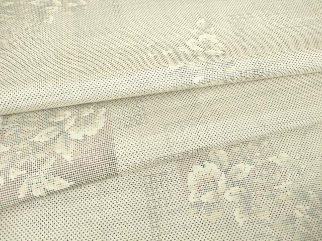 平和屋着物▽本場大島紬 白大島 単衣 9マルキ 色紙花文 正絹 逸品 DAAV5390az