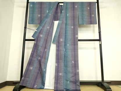 平和屋着物▽上質な紬 単衣 舞花文 正絹 逸品 DAAV5389az