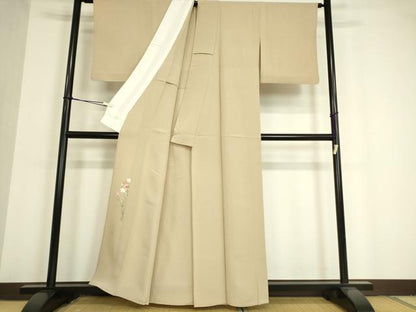平和屋着物▽上質な色無地　単衣　作家物　肌色　正絹　逸品　DAAV5404az