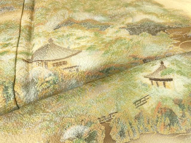 平和屋着物▽訪問着 単衣 風景文 暈し染め 金彩 さが美扱い 正絹 逸品 DAAV5402az