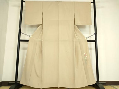 平和屋着物▽上質な色無地　単衣　作家物　肌色　正絹　逸品　DAAV5404az