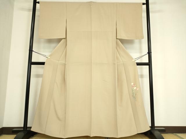 平和屋着物▽上質な色無地　単衣　作家物　肌色　正絹　逸品　DAAV5404az