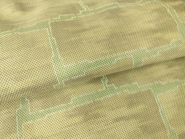 平和屋着物▽上質な紬 単衣 石畳文 正絹 逸品 DAAV5415az