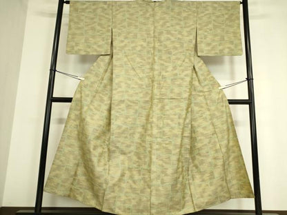 平和屋着物▽上質な紬 単衣 石畳文 正絹 逸品 DAAV5415az