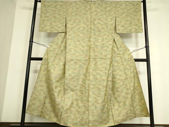 平和屋着物▽上質な紬 単衣 石畳文 正絹 逸品 DAAV5415az