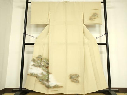 平和屋着物▽訪問着 単衣 風景文 暈し染め 金彩 さが美扱い 正絹 逸品 DAAV5402az
