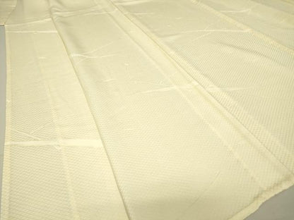 平和屋着物▽上質な色無地　単衣　鹿の子草葉地紋　薄卵色　正絹　逸品　未使用　DAAV5409az