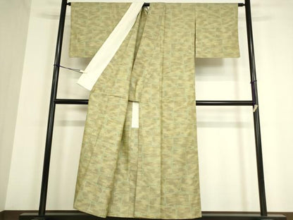 平和屋着物▽上質な紬 単衣 石畳文 正絹 逸品 DAAV5415az