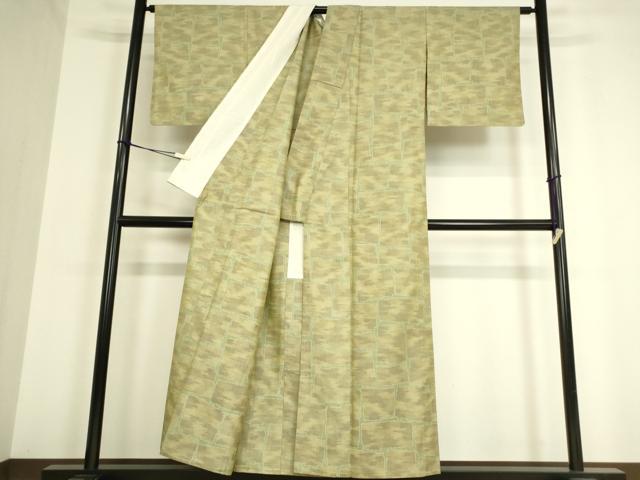 平和屋着物▽上質な紬 単衣 石畳文 正絹 逸品 DAAV5415az