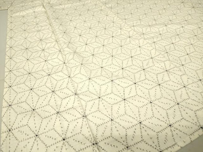 平和屋着物▽上質な紬 単衣 麻の葉文 正絹 逸品 DAAV5434az