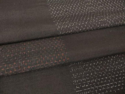 平和屋着物▽上質な紬　単衣　市松文　正絹　逸品　DAAV5432az