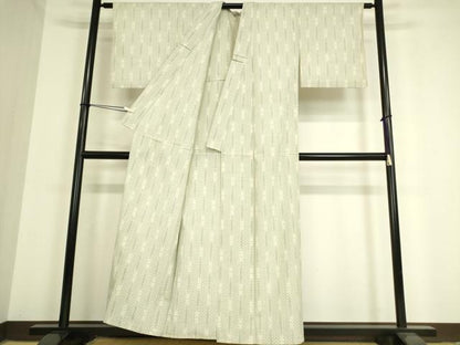 平和屋着物▽本塩沢 単衣 間道 正絹 逸品 DAAV5422az