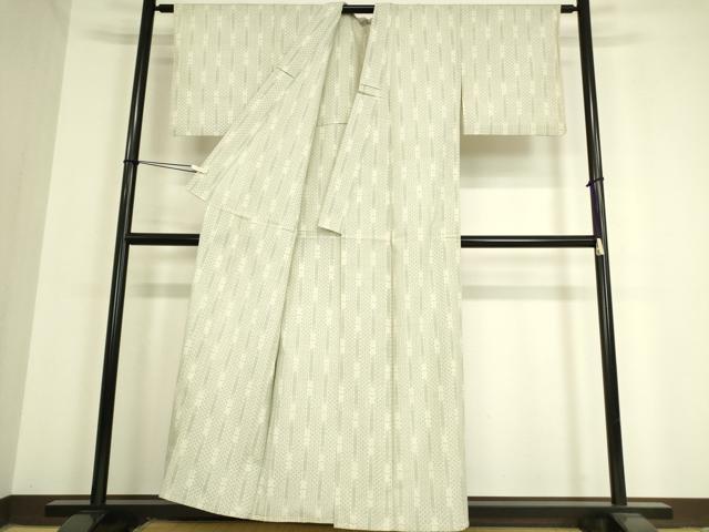 平和屋着物▽本塩沢 単衣 間道 正絹 逸品 DAAV5422az