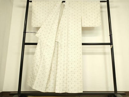 平和屋着物▽上質な紬 単衣 麻の葉文 正絹 逸品 DAAV5434az