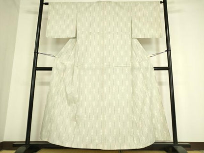 平和屋着物▽本塩沢 単衣 間道 正絹 逸品 DAAV5422az