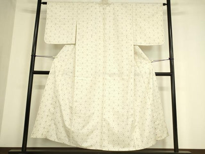 平和屋着物▽上質な紬 単衣 麻の葉文 正絹 逸品 DAAV5434az