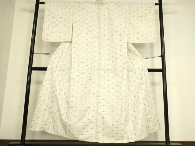 平和屋着物▽上質な紬 単衣 麻の葉文 正絹 逸品 DAAV5434az