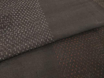 平和屋着物▽上質な紬　単衣　市松文　正絹　逸品　DAAV5432az