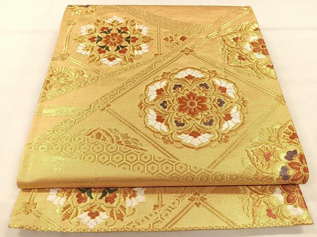 平和屋着物◎六通柄袋帯　唐織　正倉院更紗花文　金糸　正絹　逸品　CAAX2803id