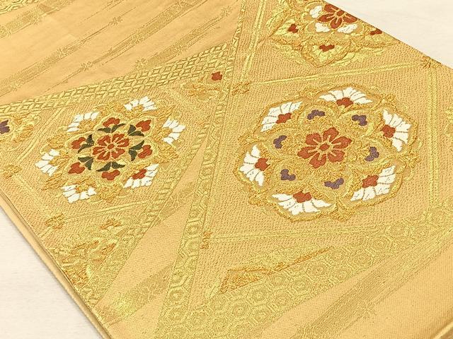 平和屋着物◎六通柄袋帯　唐織　正倉院更紗花文　金糸　正絹　逸品　CAAX2803id