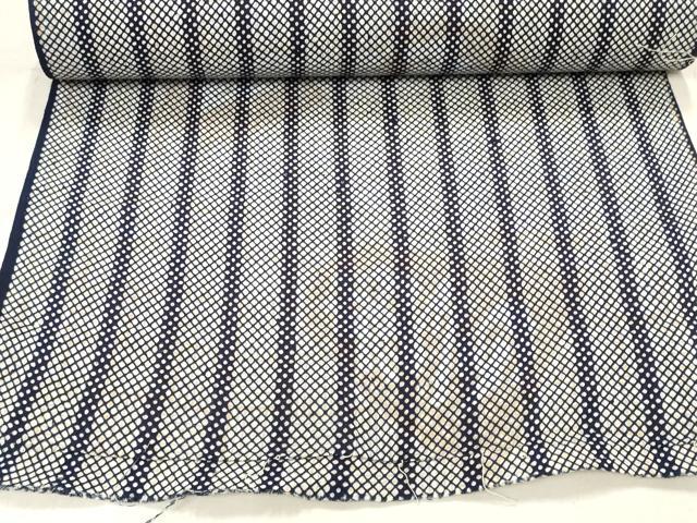 平和屋着物∴夏物 男性 浴衣 反物 着尺 網目間道 将棋駒 綿 逸品 未使用 DAAU7858zzz
