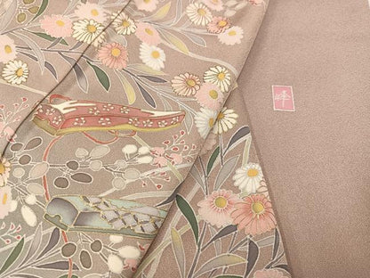 平和屋着物●訪問着 友禅 作家物 草花籬文 暈し染め 金彩 正絹 逸品 AAAZ6805ph