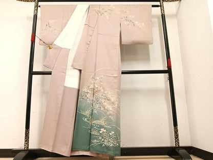 平和屋着物●訪問着 友禅 作家物 草花籬文 暈し染め 金彩 正絹 逸品 AAAZ6805ph