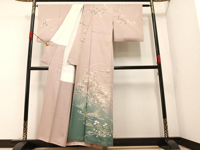 平和屋着物●訪問着 友禅 作家物 草花籬文 暈し染め 金彩 正絹 逸品 AAAZ6805ph