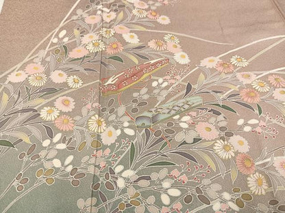 平和屋着物●訪問着 友禅 作家物 草花籬文 暈し染め 金彩 正絹 逸品 AAAZ6805ph