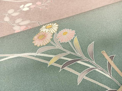 平和屋着物●訪問着 友禅 作家物 草花籬文 暈し染め 金彩 正絹 逸品 AAAZ6805ph