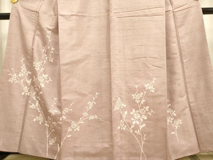平和屋着物●訪問着　紬地　ろうけつ染め　枝花文　正絹　逸品　DAAV3222du