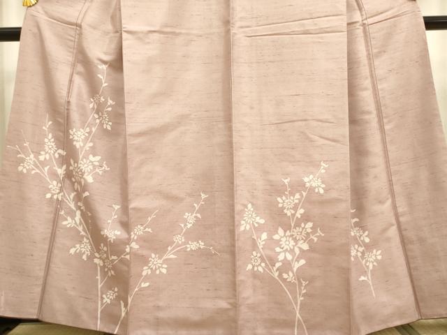 平和屋着物●訪問着　紬地　ろうけつ染め　枝花文　正絹　逸品　DAAV3222du