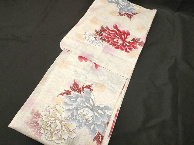 平和屋本店■浴衣 まとめて 3点 花柄 しじら織 金彩 など 着用可能多数 ppp2460 km
