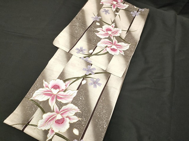 平和屋本店■浴衣 まとめて 3点 花柄 綿紅梅 金彩 など 着用可能多数 ppp2473 km