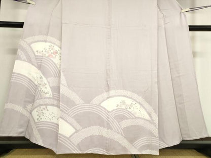 平和屋着物▽訪問着 単衣 絞り 刺繍 地紙花文 正絹 逸品 DAAV5534az