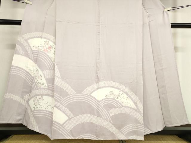 平和屋着物▽訪問着 単衣 絞り 刺繍 地紙花文 正絹 逸品 DAAV5534az