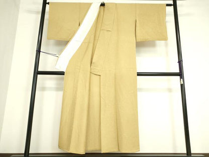平和屋着物▽上質な色無地 単衣 箔散らし地紋 枯色 正絹 逸品 DAAV5536az