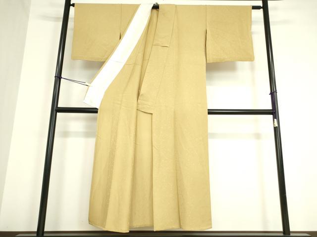 平和屋着物▽上質な色無地 単衣 箔散らし地紋 枯色 正絹 逸品 DAAV5536az