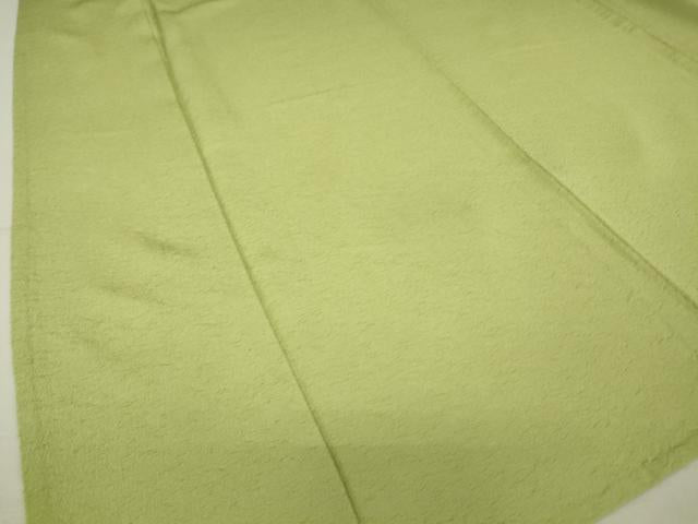 平和屋着物▽上質な色無地　単衣　若葉色　正絹　逸品　DAAV5535az