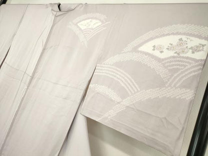 平和屋着物▽訪問着 単衣 絞り 刺繍 地紙花文 正絹 逸品 DAAV5534az