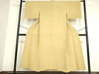 平和屋着物▽上質な色無地 単衣 箔散らし地紋 枯色 正絹 逸品 DAAV5536az