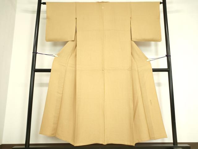 平和屋着物▽上質な色無地 単衣 作家物 平安優紀 霞地紋 香色 正絹 逸品 未使用 DAAV5537az