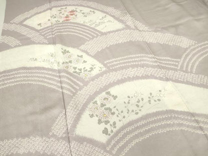 平和屋着物▽訪問着 単衣 絞り 刺繍 地紙花文 正絹 逸品 DAAV5534az