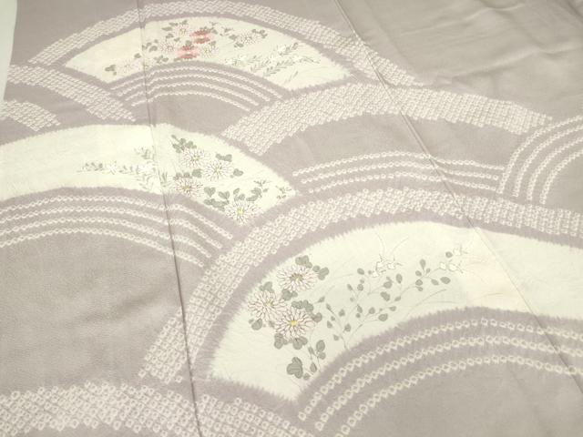 平和屋着物▽訪問着 単衣 絞り 刺繍 地紙花文 正絹 逸品 DAAV5534az