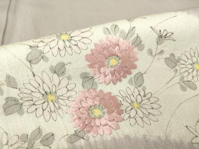 平和屋着物▽訪問着 単衣 絞り 刺繍 地紙花文 正絹 逸品 DAAV5534az