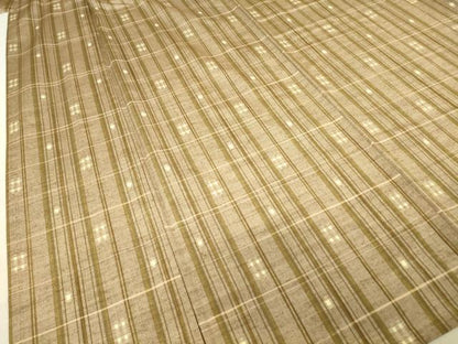 平和屋着物▽上質な紬 単衣 絣格子文 正絹 逸品 DAAV5551az