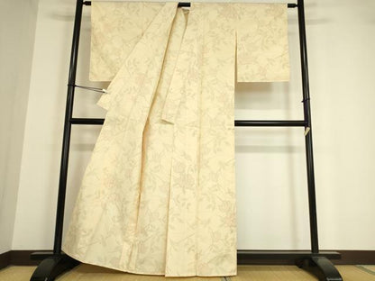 平和屋着物▽上質な紬 単衣 枝花文 正絹 逸品 DAAV5552az
