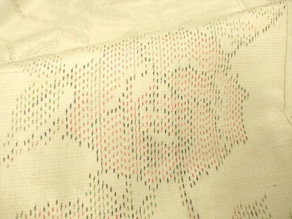 平和屋着物▽上質な紬 単衣 枝花文 正絹 逸品 DAAV5552az